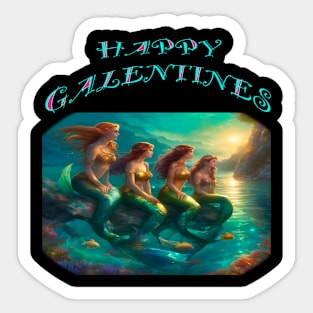 4 mermaids waiting Sticker